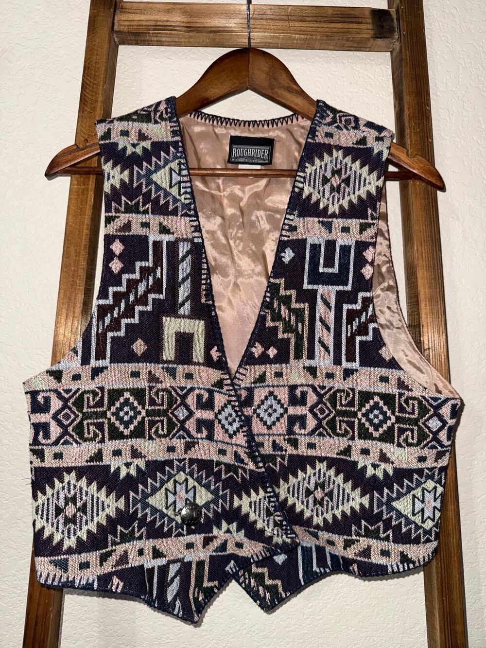 Rough Rider Circle T Southwestern Aztec Tapestry Western Boho Vest Large